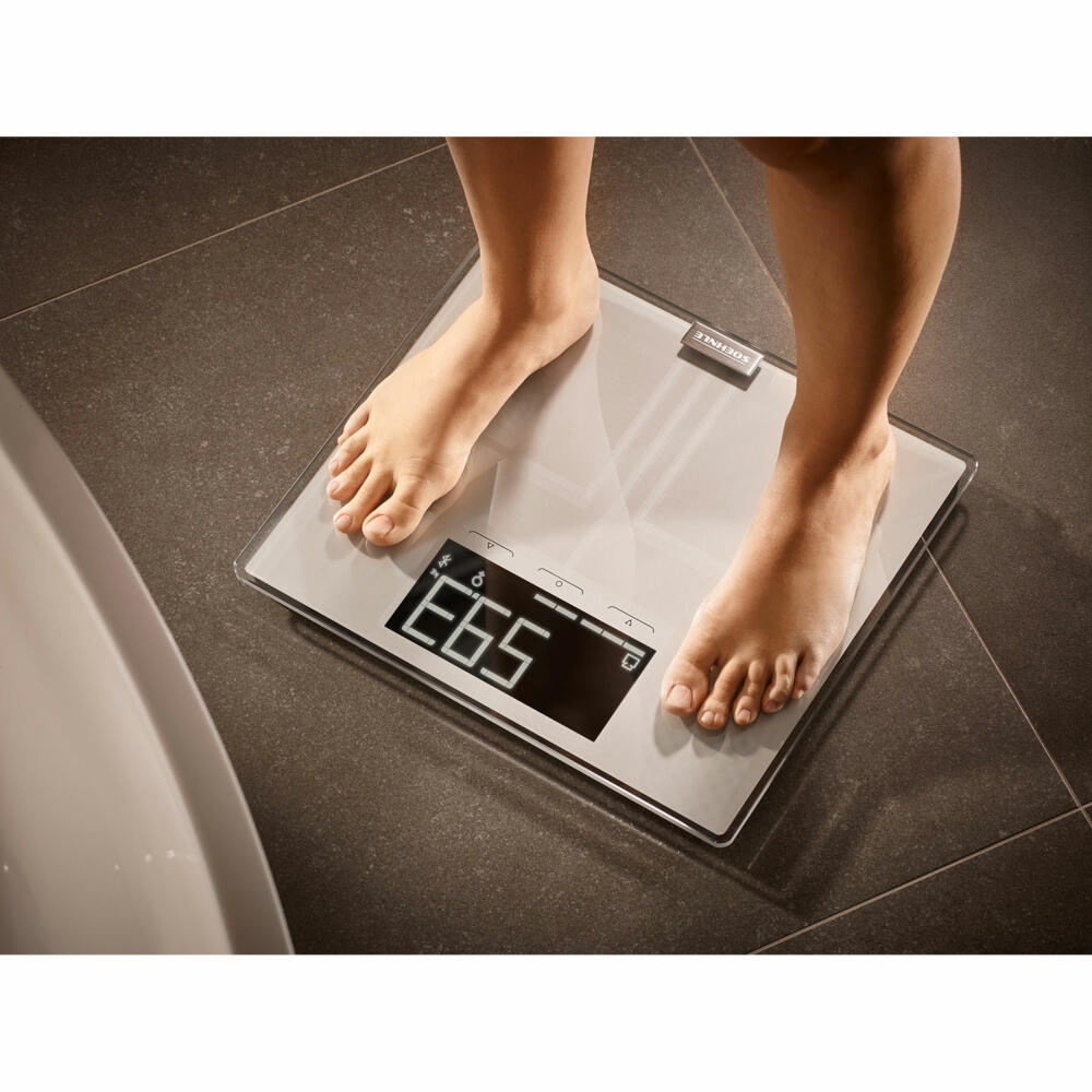 Soehnle Personenwaage Connect Shape Sense Connect 200 mit Bluetooth, Körperwaage, Sicherheitsglas, LCD-Display, Silber, 63873