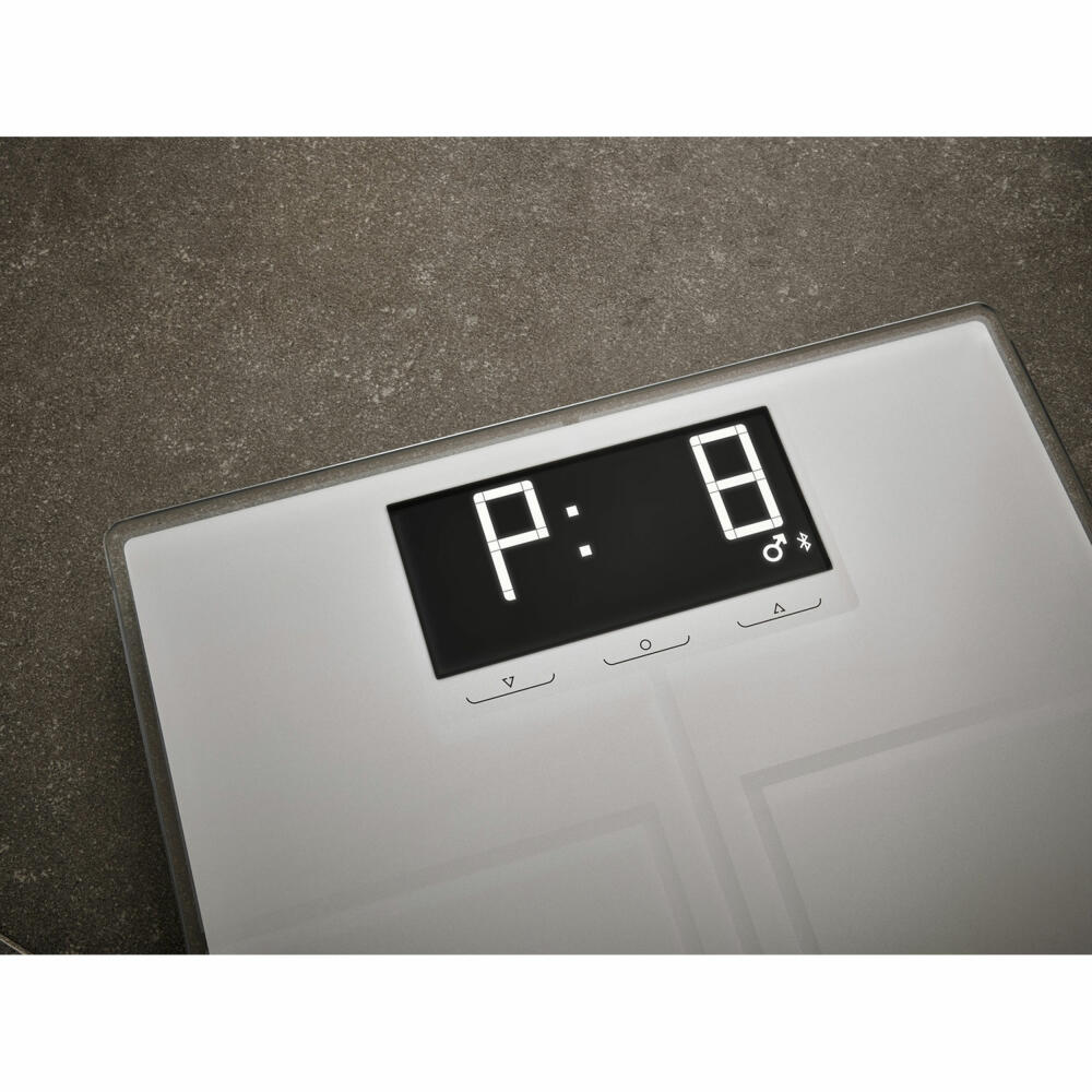 Soehnle Personenwaage Connect Shape Sense Connect 200 mit Bluetooth, Körperwaage, Sicherheitsglas, LCD-Display, Silber, 63873