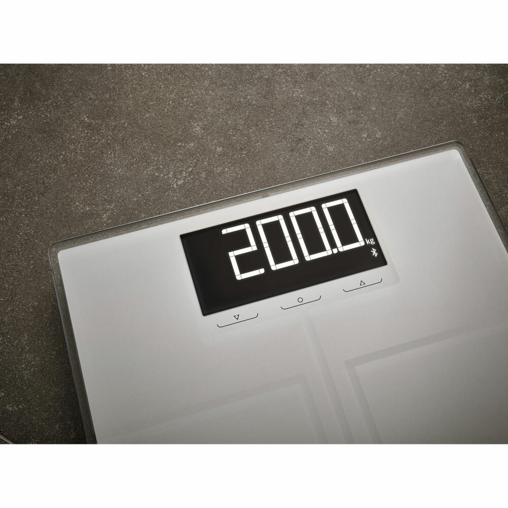 Soehnle Personenwaage Connect Shape Sense Connect 200 mit Bluetooth, Körperwaage, Sicherheitsglas, LCD-Display, Silber, 63873