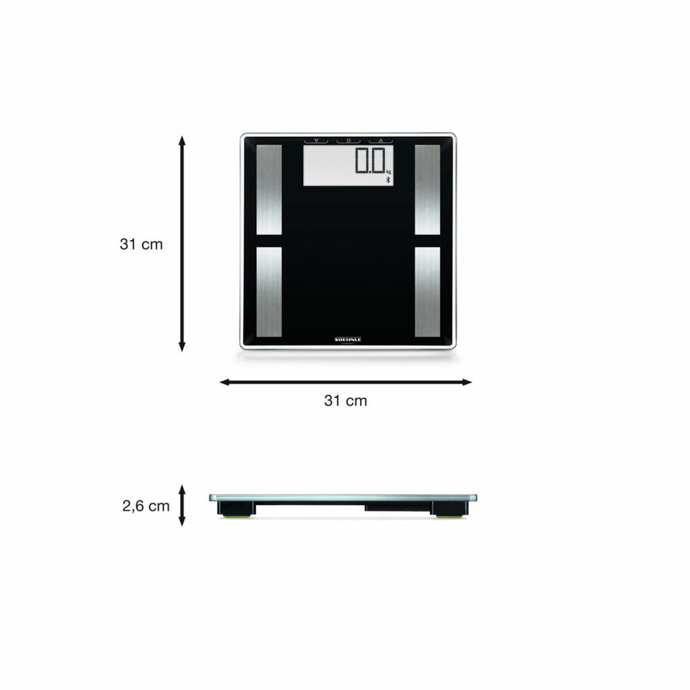 Soehnle Shape Sense Connect 50 with Bluetooth, body analysis scale, personal scale, body fat scale, 63879