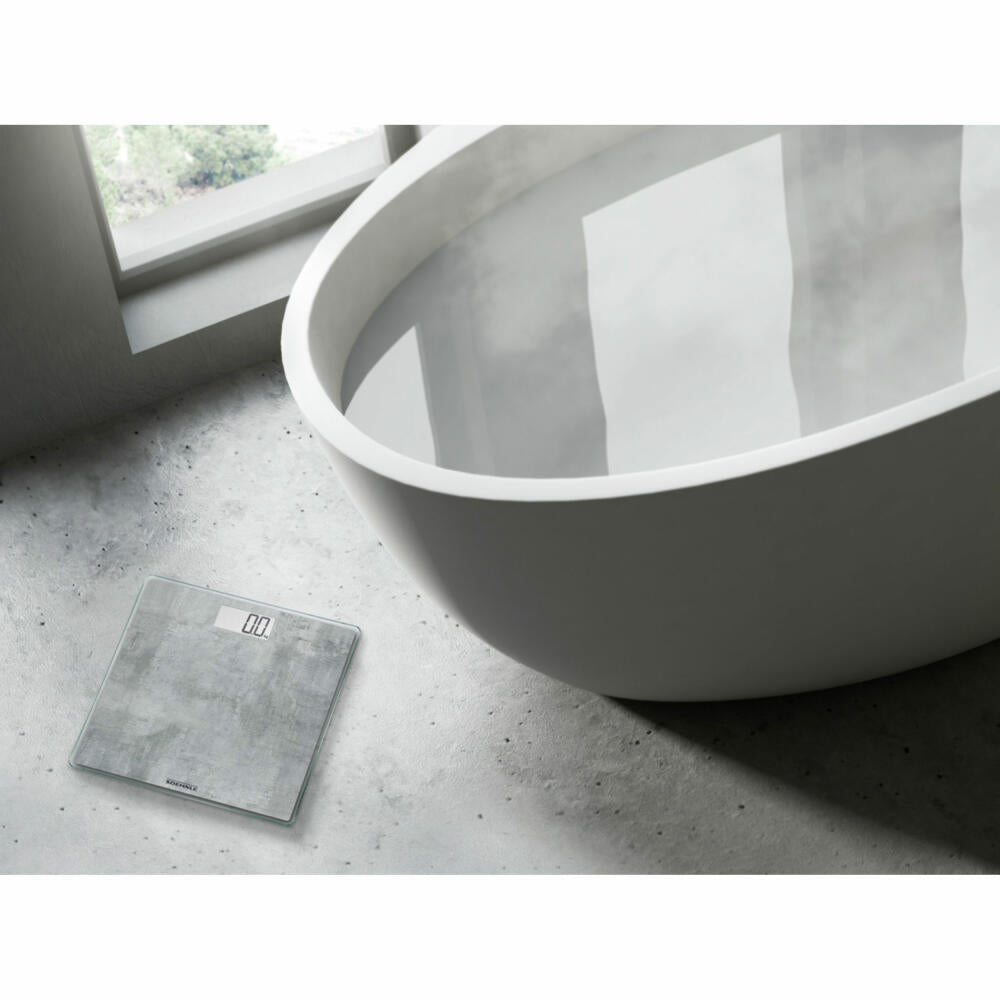 Soehnle Personenwaage Digital Style Sense Compact 300 Concrete, Körperwaage, Sicherheitsglas, LCD-Display, Grau, 63882