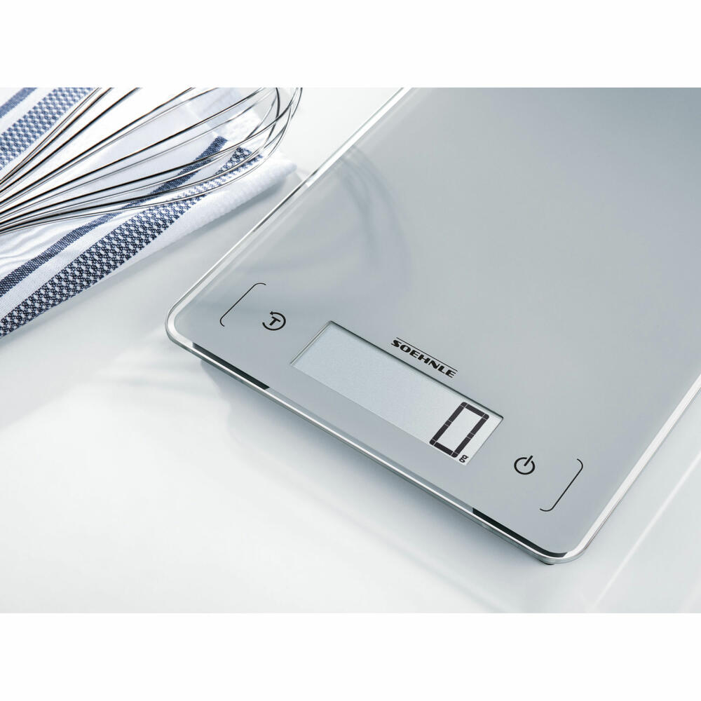 Soehnle Digital Kitchen Scale Page Aqua Proof, Scale, Gram Scale, Safety Glass, Gray, 66225