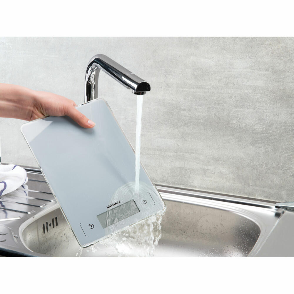 Soehnle Digital Kitchen Scale Page Aqua Proof, Scale, Gram Scale, Safety Glass, Gray, 66225