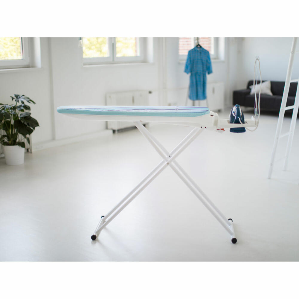 Leifheit Bügeltisch Air Active Express M weiß, Bügelbrett, Stahl, Kunststoff, Silikon, Blau, Weiß, 118 x 38 cm, 76141
