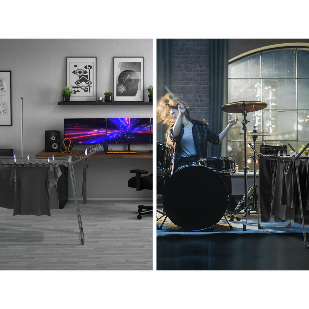 Leifheit Pegasus 150 Solid Black Clothes Dryer, Clothes Rack, Drying Rack, 81690