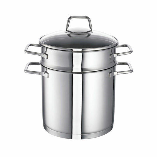 Schulte-Ufer spaghetti pot Wega, cooking pot with sieve insert, stainless steel 18/10, 20 cm, 5 L, 64446-20