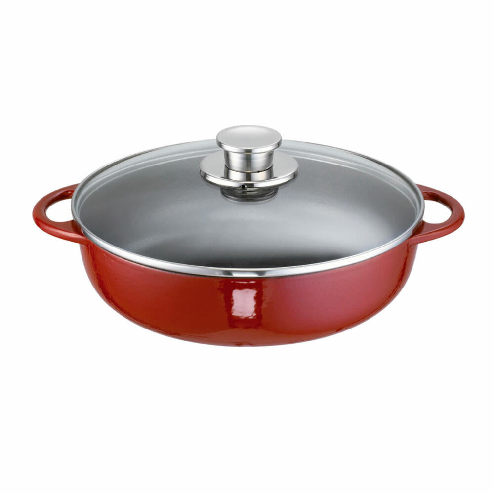 Schulte-Ufer Bauernpfanne Rustika, braising pan, frying pan, red, 28 cm, 4 L, 1633-28 r