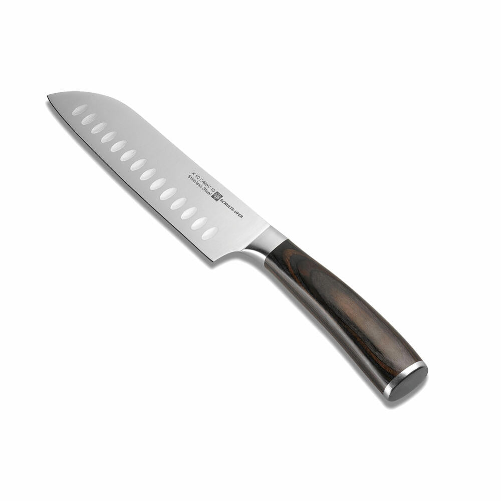 Schulte-Ufer Santoku knife Riku, kitchen knife, knife, blade steel, laminated wood handle, 61622