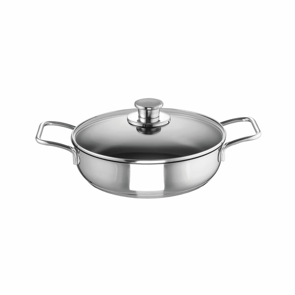 Schulte-Ufer Edena casserole pan with lid, Green Life, stainless steel 18/10, silver / black, 24 cm, 6877-983-24