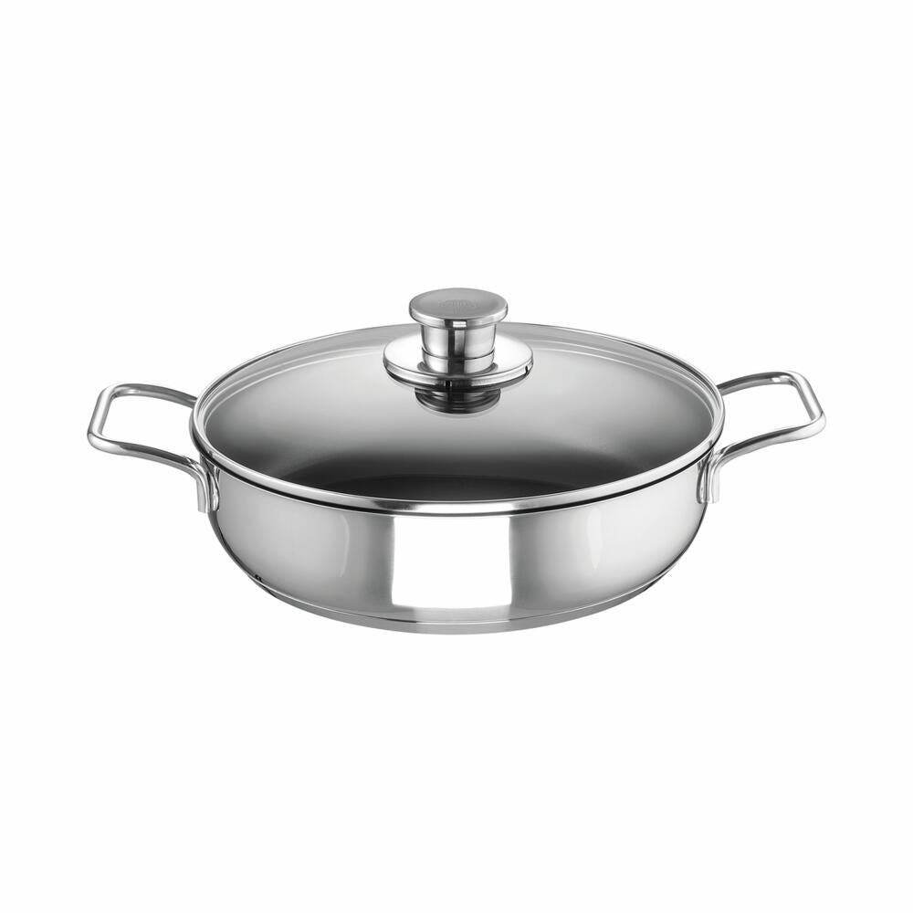 Schulte-Ufer Edena stewing pan with lid, Green Life, stainless steel 18/10, silver / black, 32 cm, 6877-983-32