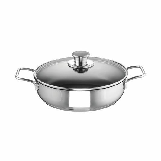 Schulte-Ufer Schmorpfanne Edena mit Deckel, Green Life, Edelstahl 18/10, Silbern / Schwarz, 32 cm, 6877-983-32