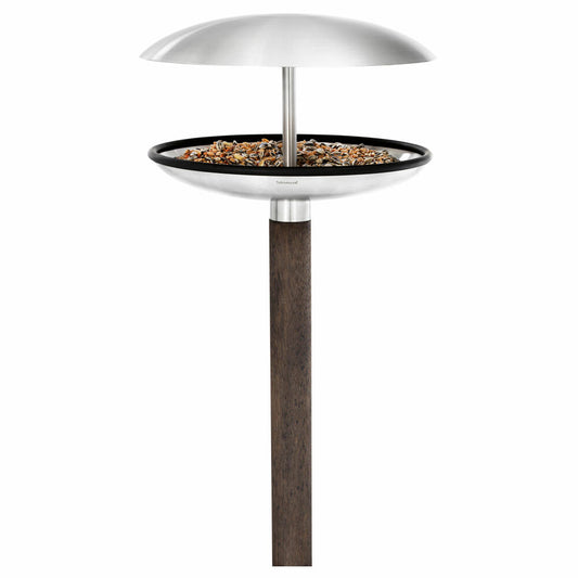Blomus Vogel Rastplatz Fuera, Futterstation mit Holzstab, Edelstahl, 65033