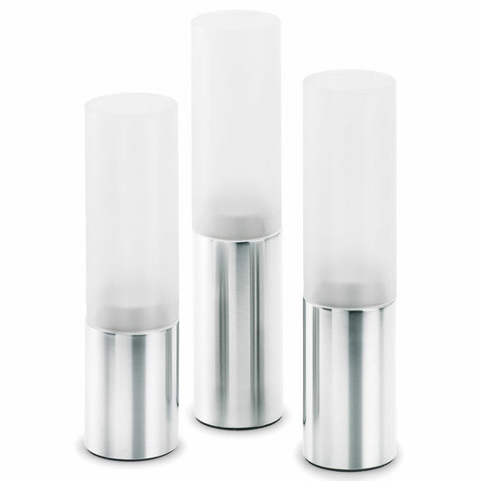 Blomus Windlight Set Faro, Windlight, for Tealight, Glass / Stainless Steel, Set of 3, 65055