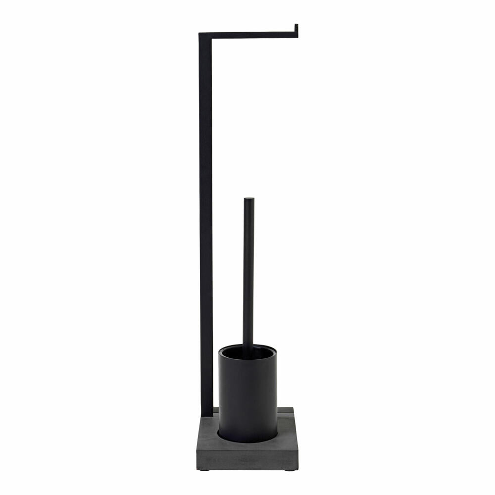 Blomus MENOTO toilet butler, toilet roll holder, toilet brush, powder-coated steel, polystone, black, 69151