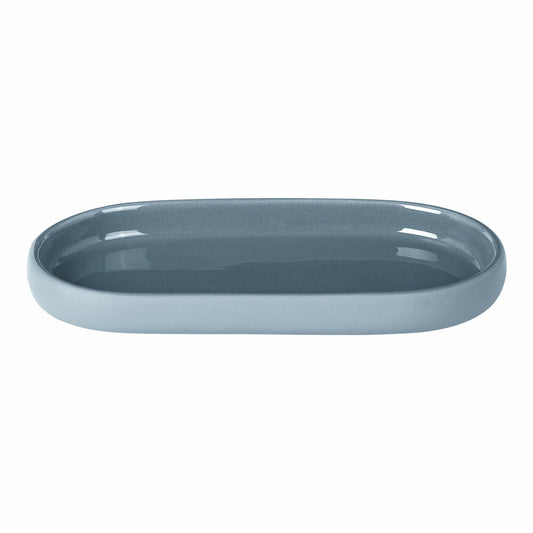 Blomus SONO tray, storage, bathroom shelf, ceramic, silicone, ashley blue, 19 x 10 cm, 69178