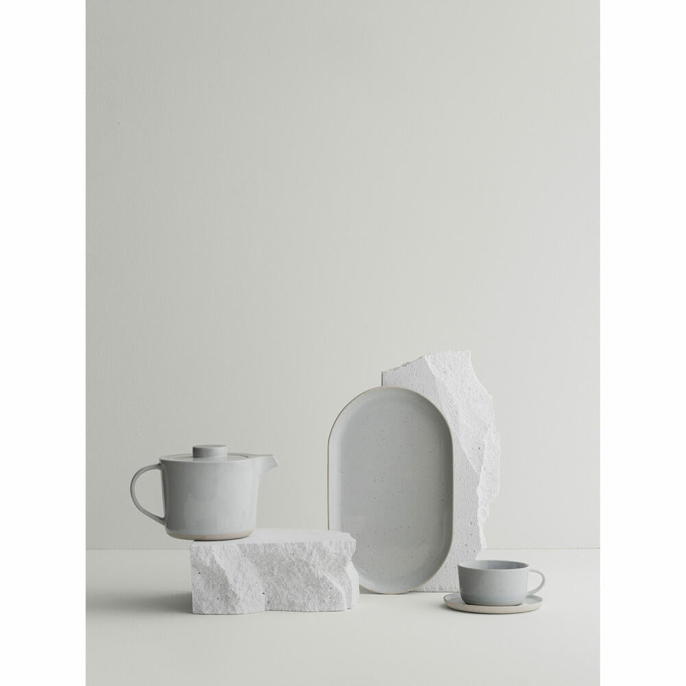 Blomus teapot Sablo, tea kettle, container for hot drinks with filter, stoneware, stainless steel, Cloud, 1 L, 64118