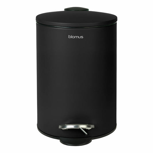 Blomus Treteimer Tubo, Abfalleimer, Bad Mülleimer, Stahl pulverbeschichtet, Kunststoff, Black Matt, 3 L, 69214