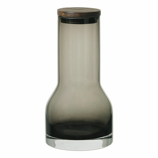 Blomus water carafe Lungo S, carafe, water container, colored glass, oak, silicone, smoke, 600 ml, 64171