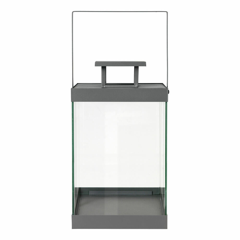 Blomus Lantern Finca Medium, Indoor Lantern, Wind Light, Powder-Coated Steel, Clear Glass, Steel Gray, 36 cm, 66186