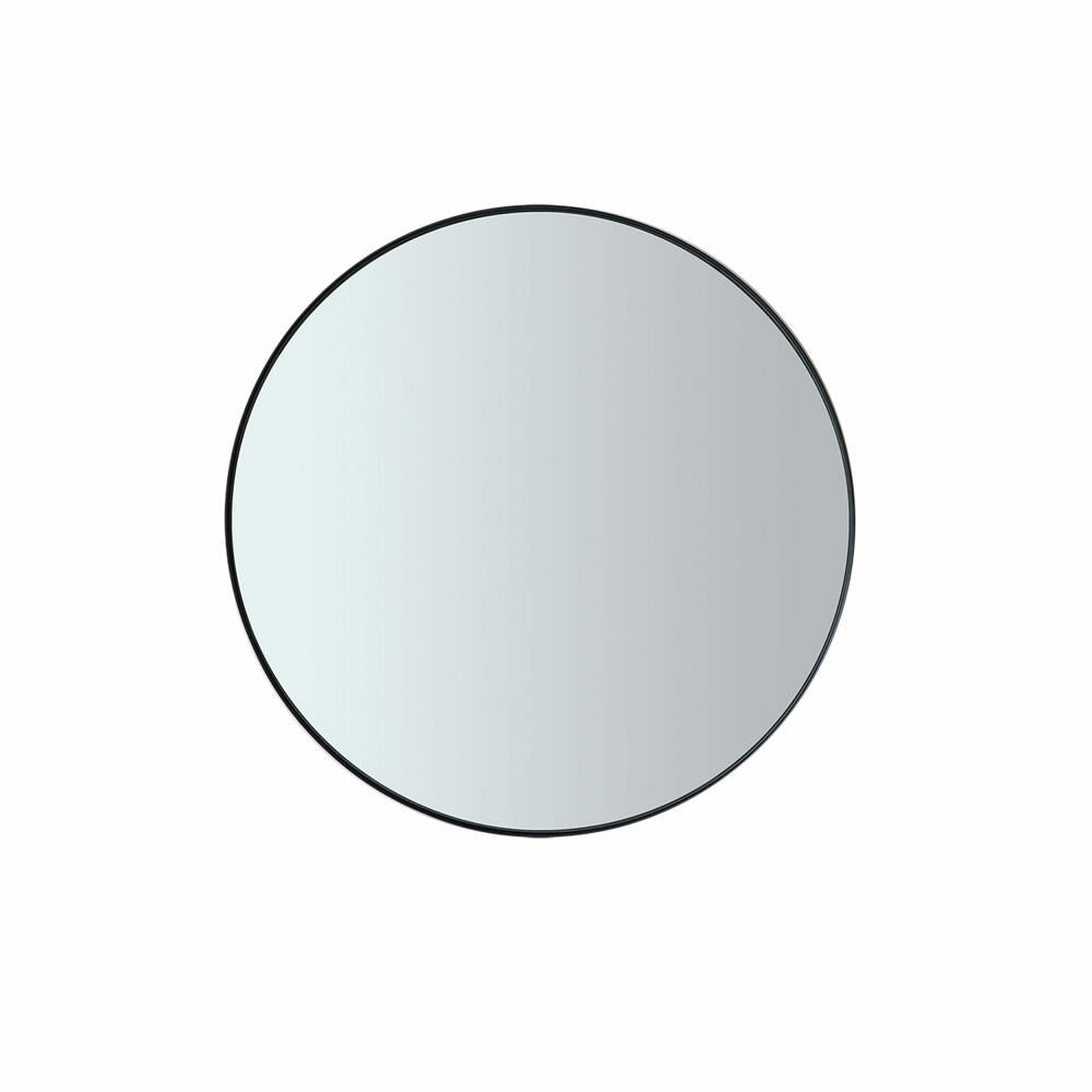 Blomus Rim wall mirror, bathroom mirror, decorative mirror, powder-coated steel, colored glass, black, 50 cm, 66078