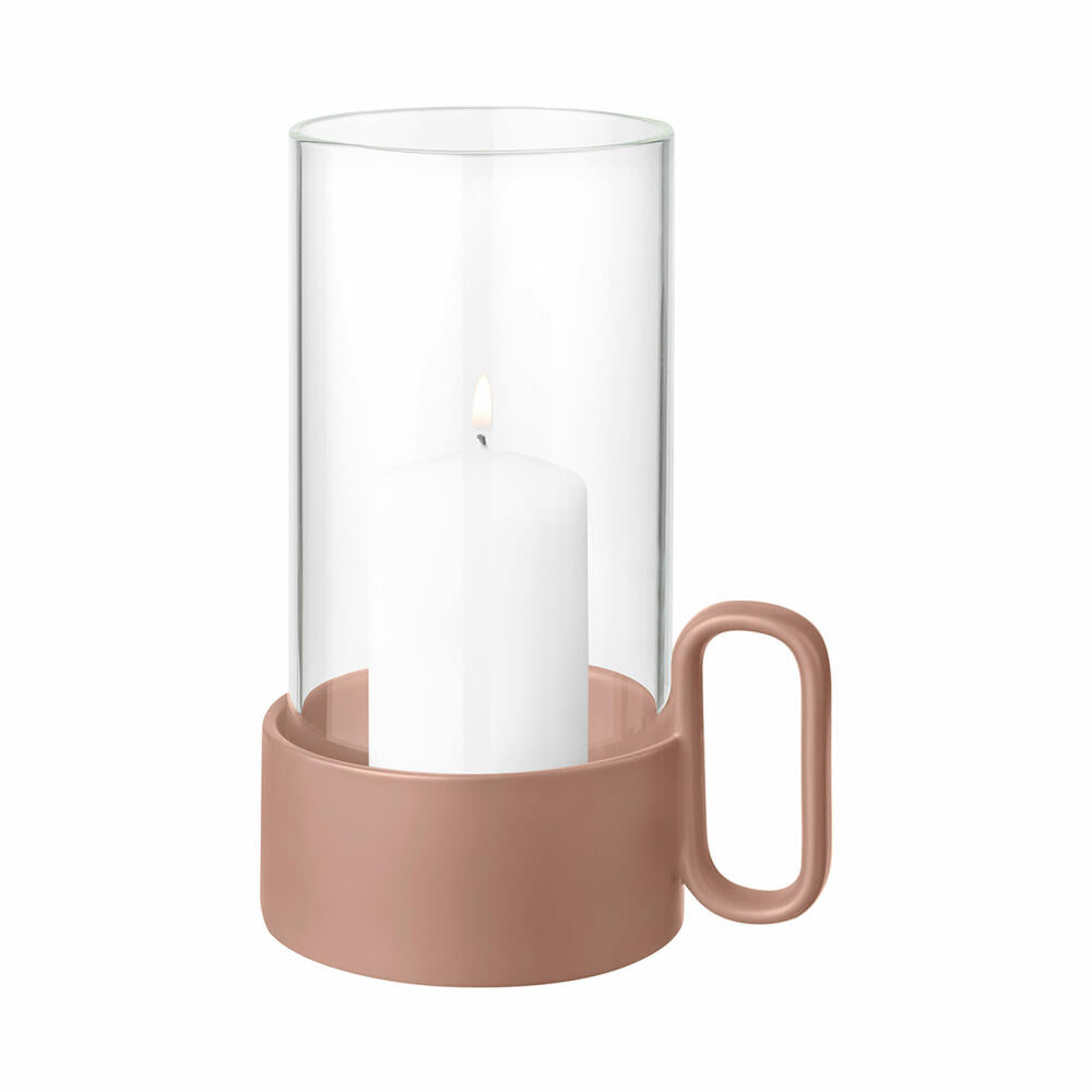 Blomus lantern Yuragi, tealight holder, candle holder, stoneware / glass, terracotta, 21 cm, 66636