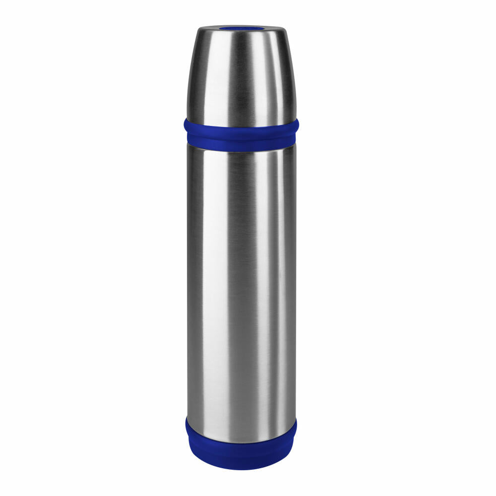 Emsa insulated bottle Captain, drinking bottle with cup, insulated bottle, stainless steel, blue, 500 ml, 502472
