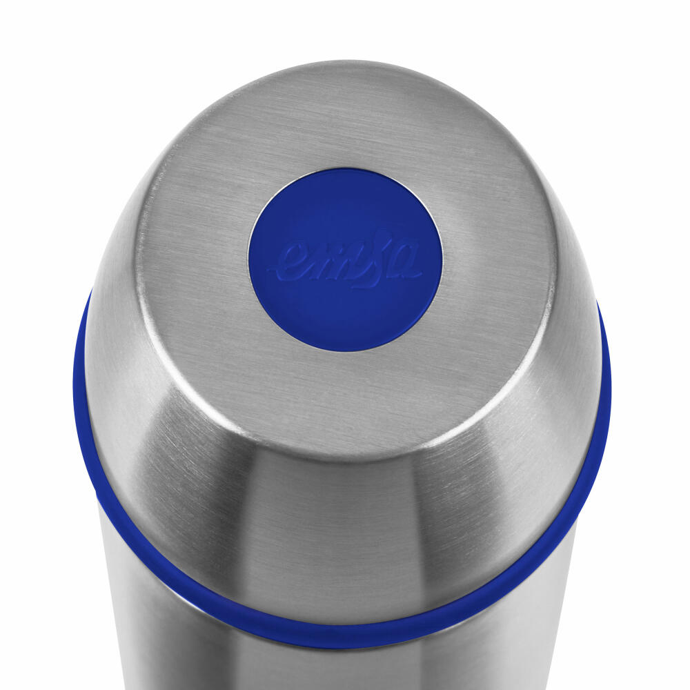 Emsa insulated bottle Captain, drinking bottle with cup, insulated bottle, stainless steel, blue, 500 ml, 502472