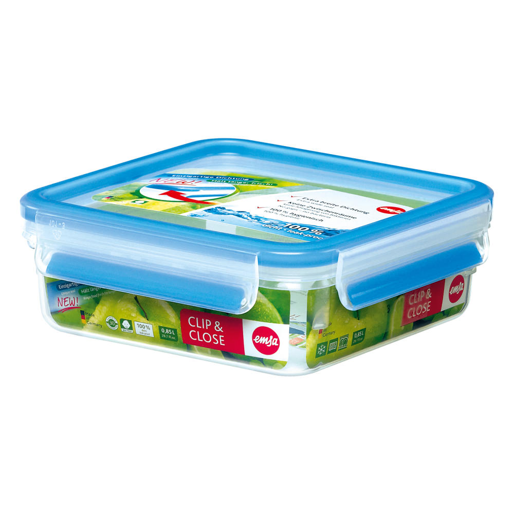 Emsa Clip &amp; Close food storage container, 0.85 L, lunch box, food storage box, bread box, 508536