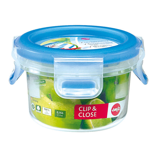 Emsa Clip &amp; Close food storage container 0.15 L, round, lunch box, food storage box, bread box, 508550