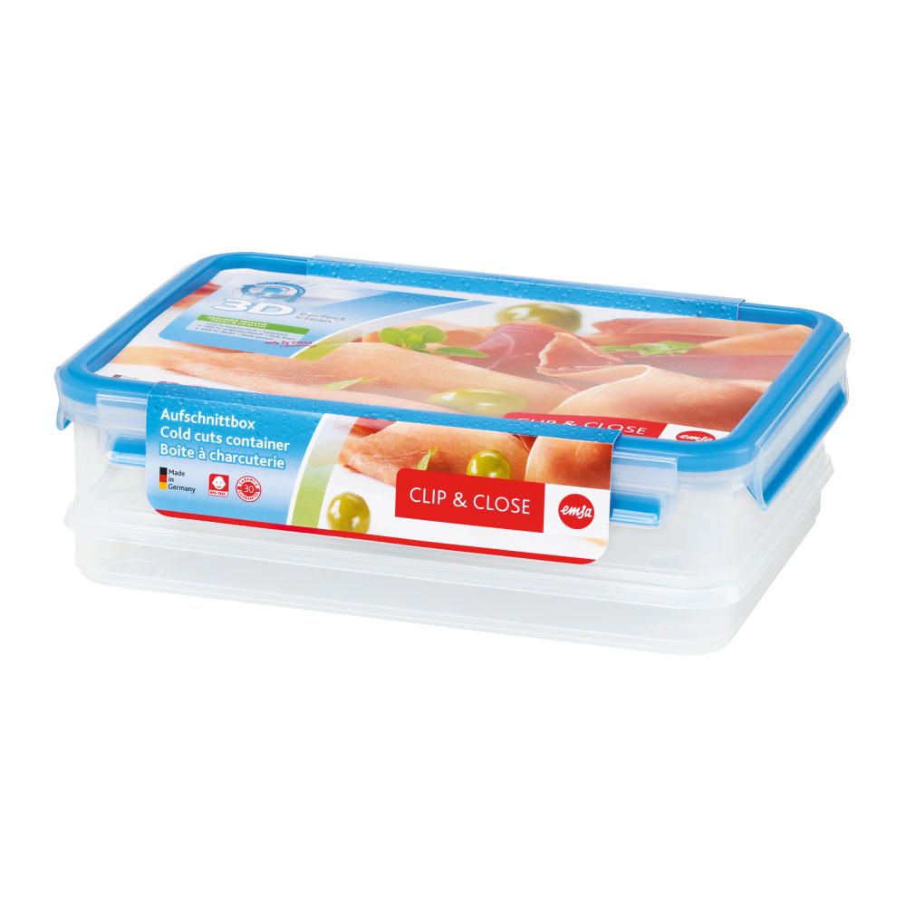 Emsa Clip &amp; Close cold cuts box, 1.65 L, 1.0 L, lunch box, freshness box, cheese sausage box, 508557