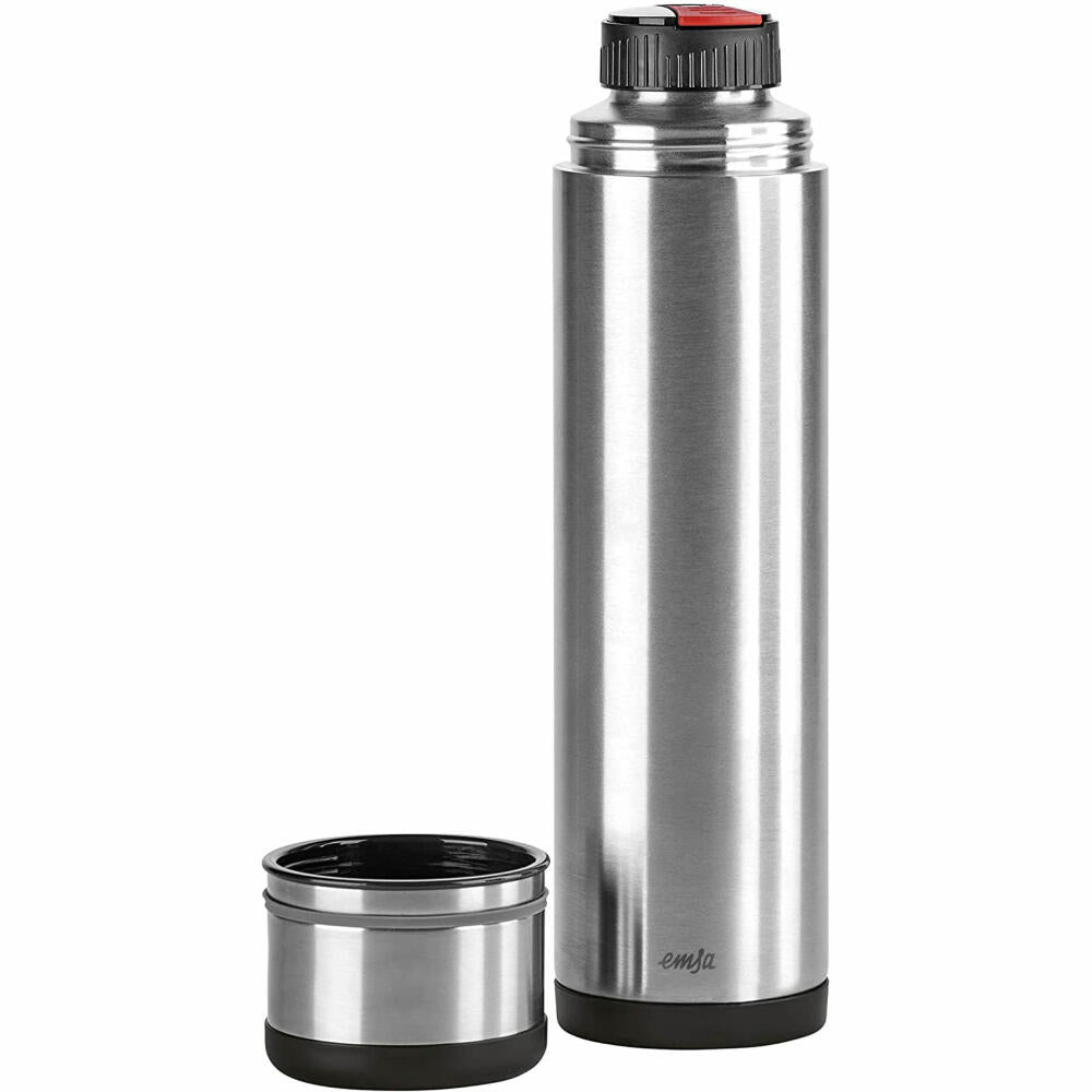 Emsa Mobility Isolierflasche, Schwarz-Anthrazit, 1 L, Teekanne, Kaffeekanne, 509239