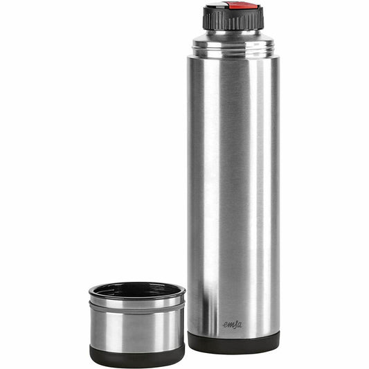 Emsa Mobility Isolierflasche, Schwarz-Anthrazit, 1 L, Teekanne, Kaffeekanne, 509239