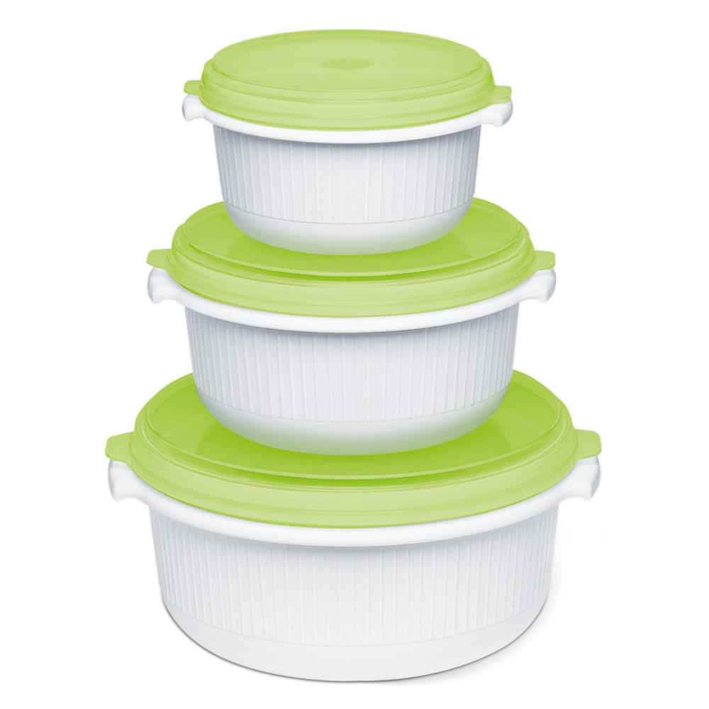 Emsa Micro Family Starter Set 0.5 L, 1 L, 1.5 L, microwave dishes, microwave pot, apple green, 509741