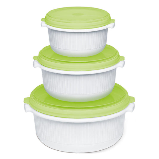 Emsa Micro Family Starter Set 0.5 L, 1 L, 1.5 L, microwave dishes, microwave pot, apple green, 509741