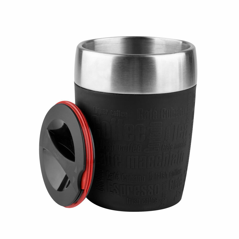 Emsa Travel Cup Isobecher, Thermobecher, Thermoflasche, Isolierbecher, Edelstahl, Schwarz, 200 ml, 514514