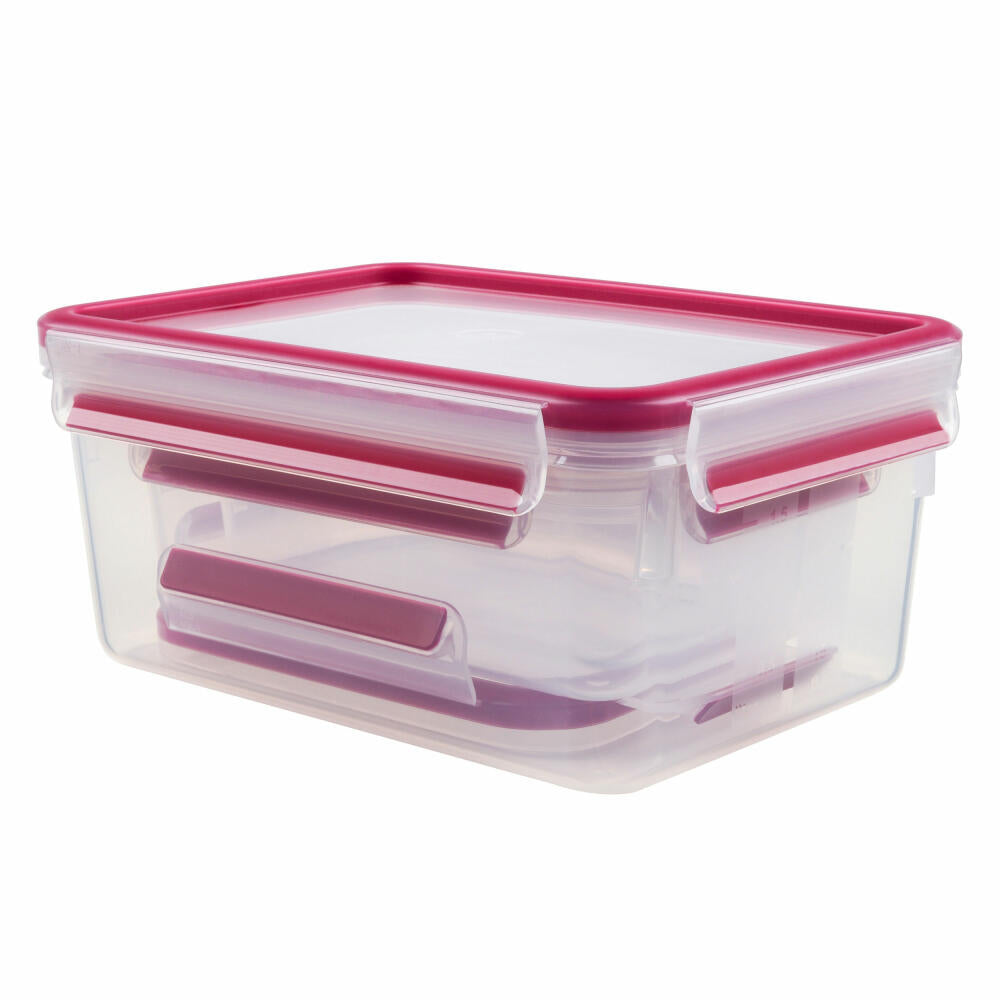 Emsa CLIP &amp; CLOSE food storage container set, 3-piece, food storage container, container, round, plastic, raspberry, 515584