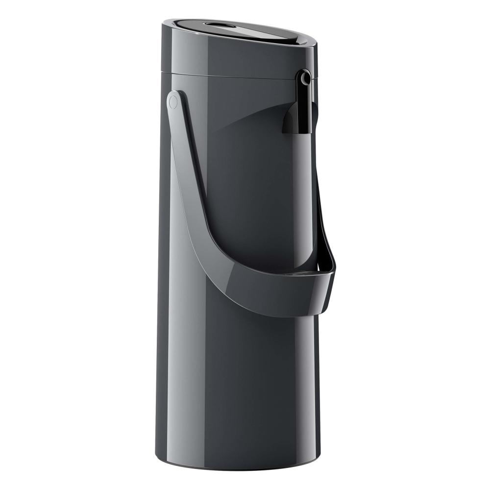 Emsa Ponza pump-inflatable jug, pump insulated jug, pump jug, thermos flask, stainless steel painted / plastic, anthracite, 1.9 L, 515706