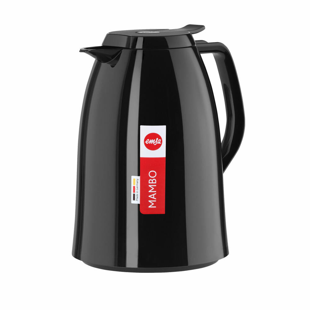 Emsa Mambo QT insulated jug, jug, coffee jug, thermos flask, plastic, high gloss black, 1 L, 517005