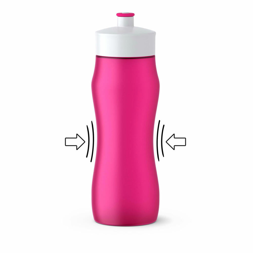 Emsa Squeeze Sport drinking bottle, drinking bottle, drinks bottle, sports bottle, plastic, pink, 600 ml, 518085