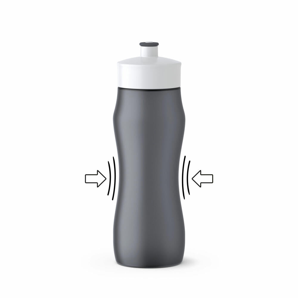 Emsa Sport Drinking Bottle Squeeze, Sports Bottle, Water Bottle, PE Plastic, Anthracite, 600 ml, 518086