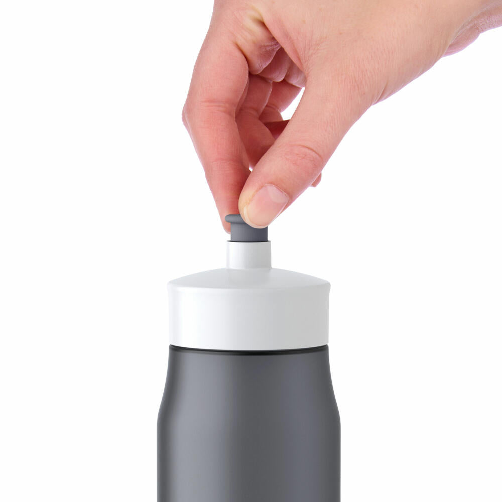 Emsa Sport Drinking Bottle Squeeze, Sports Bottle, Water Bottle, PE Plastic, Anthracite, 600 ml, 518086