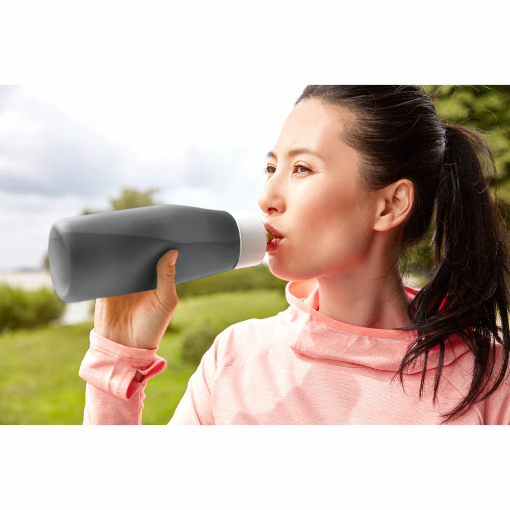Emsa Sport Drinking Bottle Squeeze, Sports Bottle, Water Bottle, PE Plastic, Anthracite, 600 ml, 518086