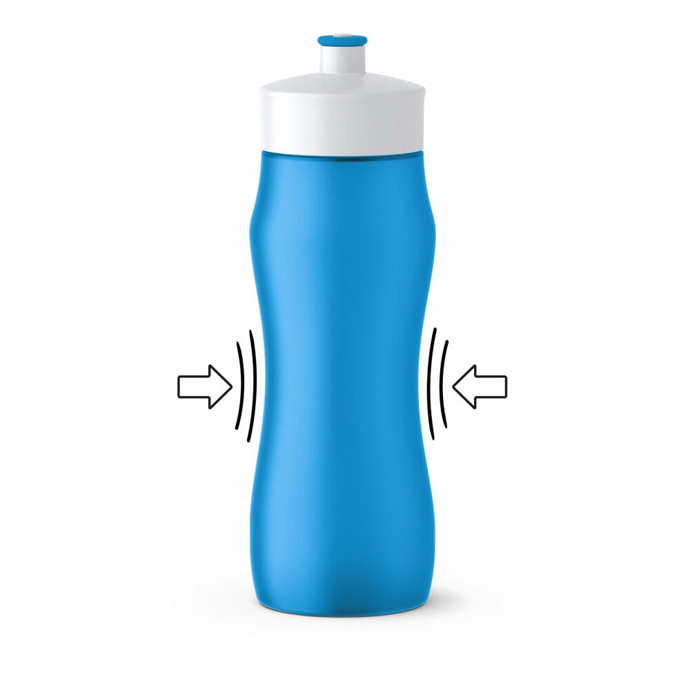 Emsa Squeeze Sport Drinking Bottle, Drinking Bottle, Drinks Bottle, Sports Bottle, Plastic, Blue, 600 ml, 518087