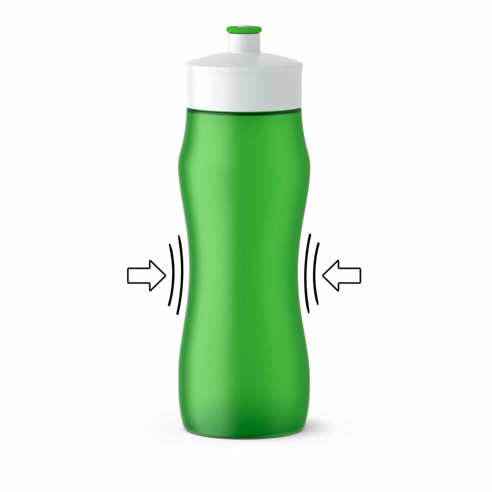 Emsa Squeeze Sport Drinking Bottle, Drinking Bottle, Drinks Bottle, Sports Bottle, Plastic, Green, 600 ml, 518088