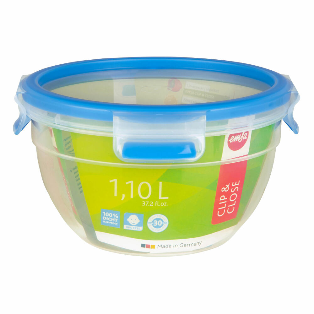 Emsa Clip &amp; Close 2.0 food storage container, food storage box, container, transparent, 1.1 L, 518096