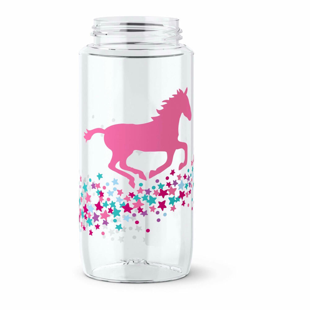 Emsa Trinkflasche Drink2Go Tritan Pink Horse, Trink Flasche, Getränkeflasche, Outdoorflasche, Kunststoff, Transparent, 0.5 L, 518302