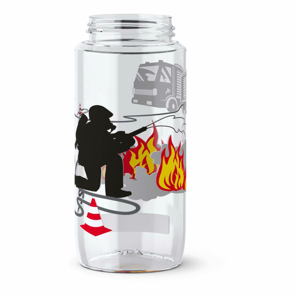 Emsa Trinkflasche Drink2Go Tritan Fireman, Trink Flasche, Getränkeflasche, Outdoorflasche, Kunststoff, Transparent, 0.5 L, 518305