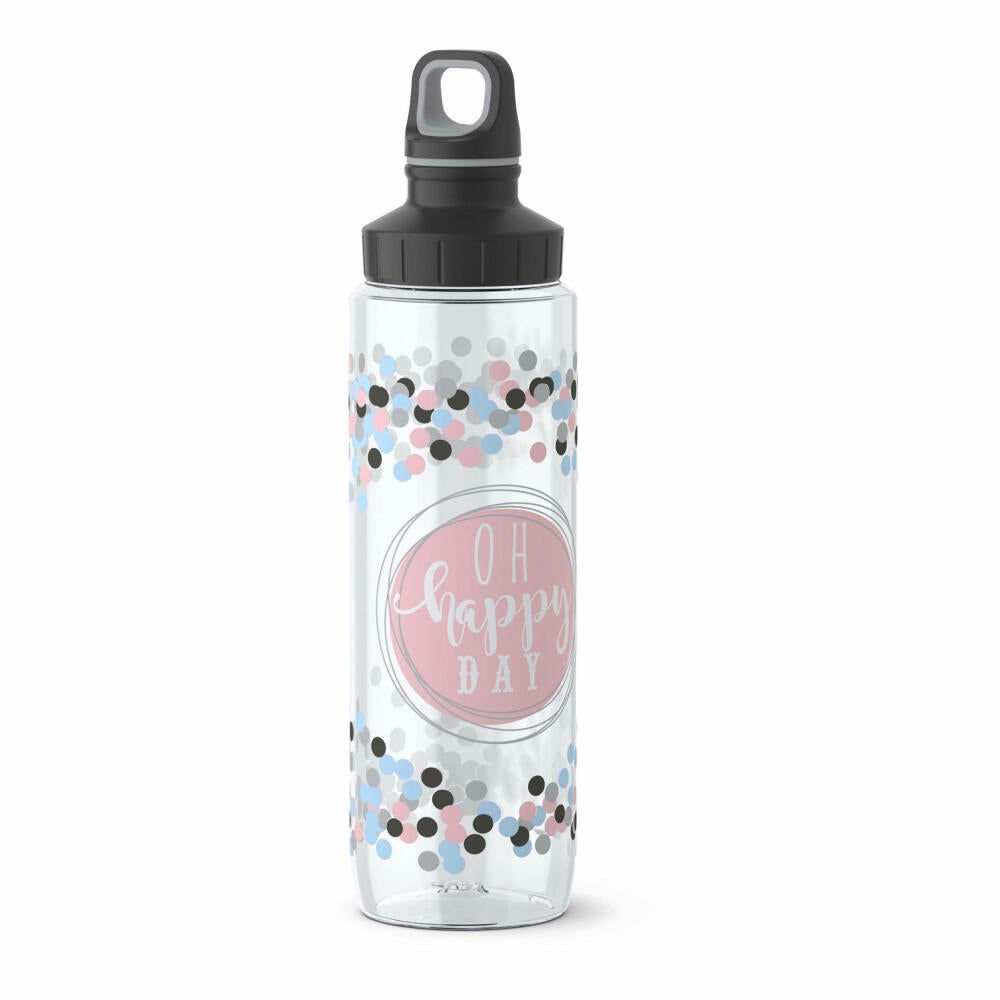Emsa Drink2Go Tritan drinking bottle Happy Day, drinking bottle, drinks bottle, outdoor bottle, plastic, transparent / gray, 700 ml, 518309