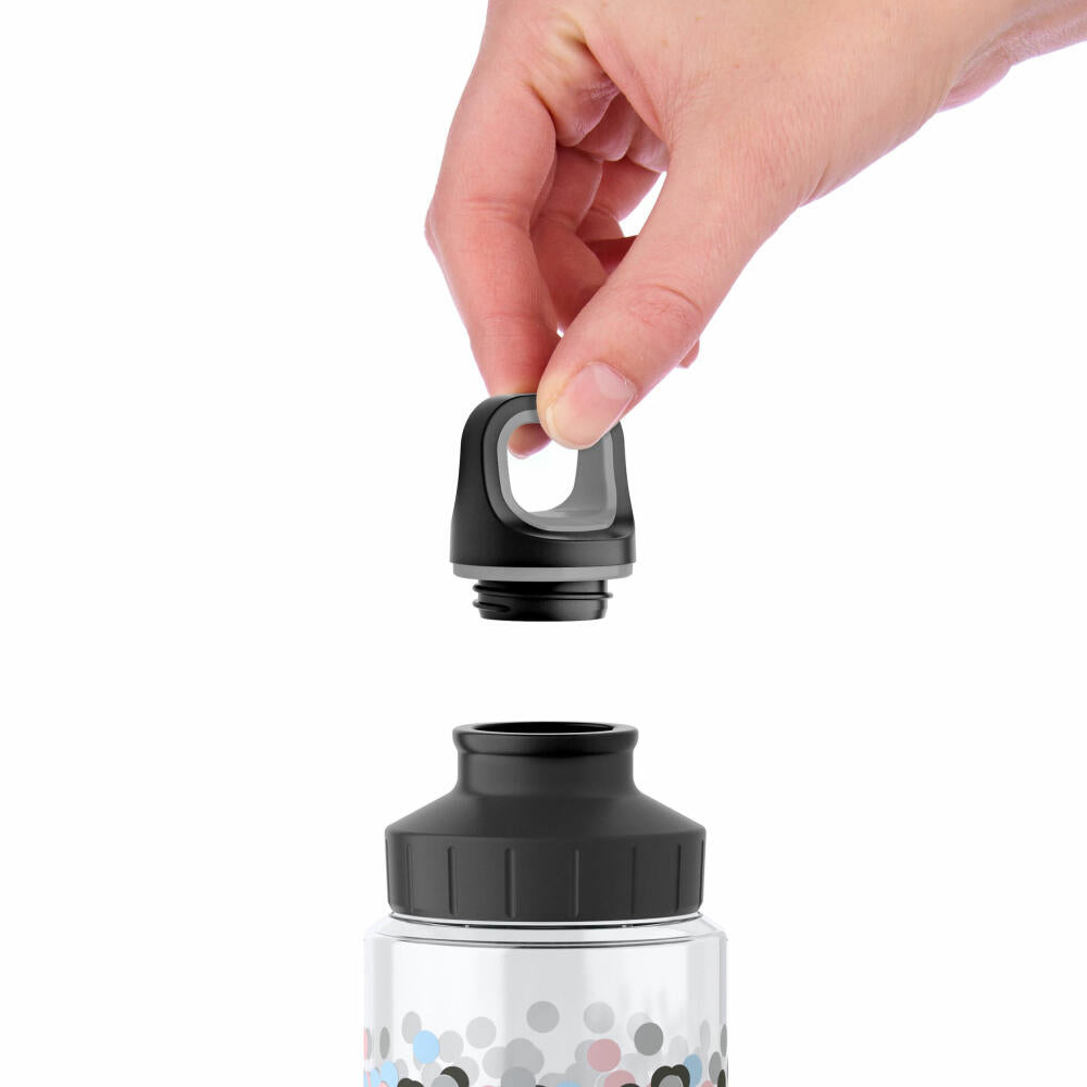 Emsa Drink2Go Tritan drinking bottle Happy Day, drinking bottle, drinks bottle, outdoor bottle, plastic, transparent / gray, 700 ml, 518309