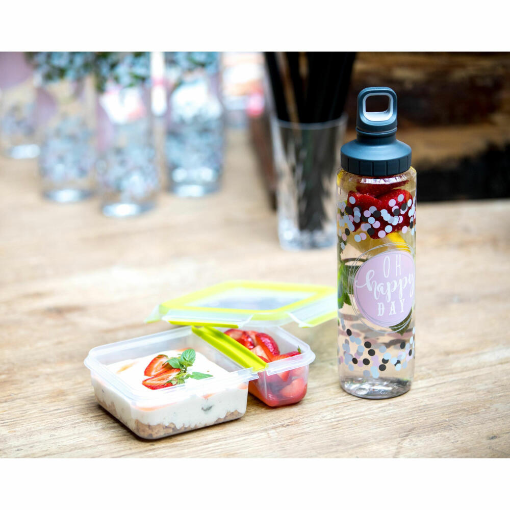 Emsa Drink2Go Tritan drinking bottle Happy Day, drinking bottle, drinks bottle, outdoor bottle, plastic, transparent / gray, 700 ml, 518309